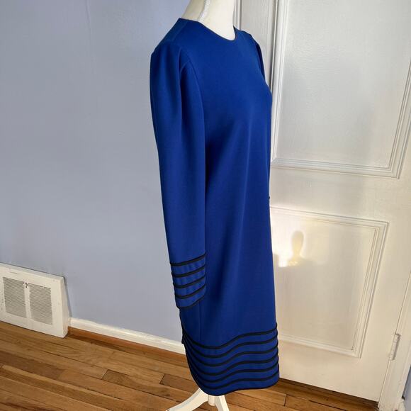 David Warren Dress Back Buttons Long Sleeve Wool Blue Vintage 80s Women's Size 8 - Picture 3 of 14